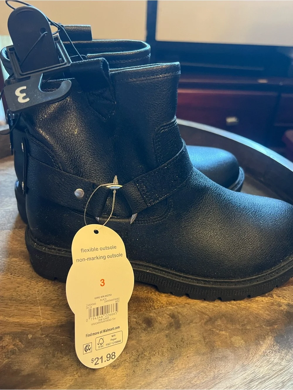 wonder nation Black Kids Ankle Boots with Buckle Strap